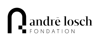 Logo de la Fondation André Losch représentant la lettre A stylisée en noir à gauche et le nom andré losch FONDATION en noir à droite.